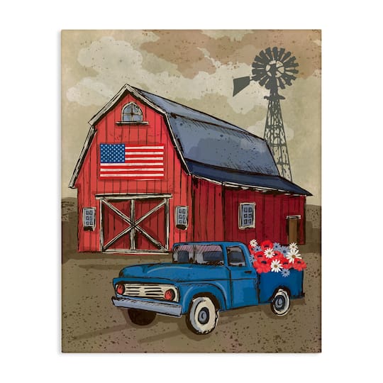 Stupell Industries Vintage Americana Barn Canvas Wall Art